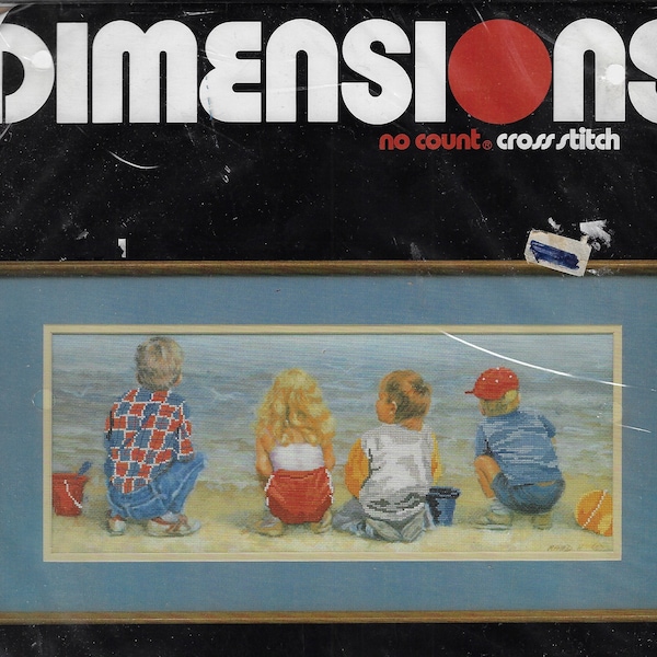 80s Kids At the Beach Dimensions No Count Cross Stitch Kit 3939 Designed by Lucelle Raad New in Package