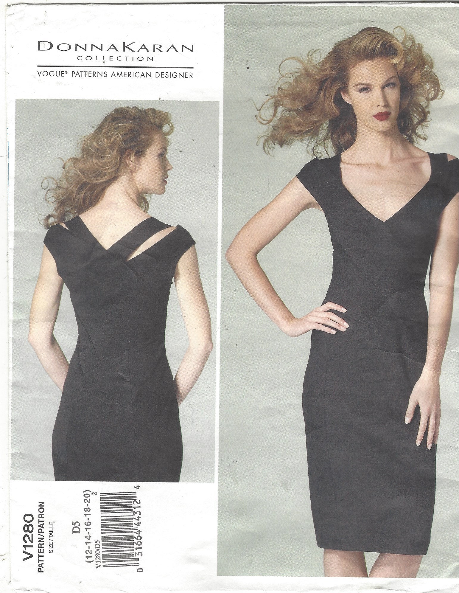 little black dress sewing pattern Vogue V1280 Donna Karan Size 12 14 16 18 20 FF quick cutting and sticky 7-8 Years Sachin & Babi Sloane Color:Pic B