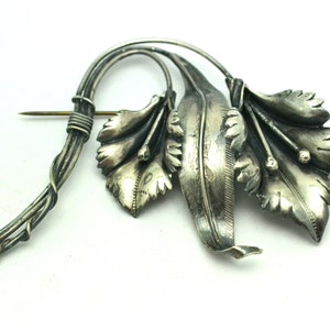 Vintage Large Sterling Silver Floral Brooch Art Deco Style Unique Gift for Her