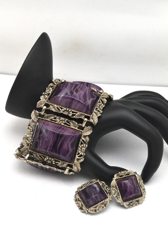 Selro Wide Cuff Bracelet & Clip Earrings Beautifu… - image 2