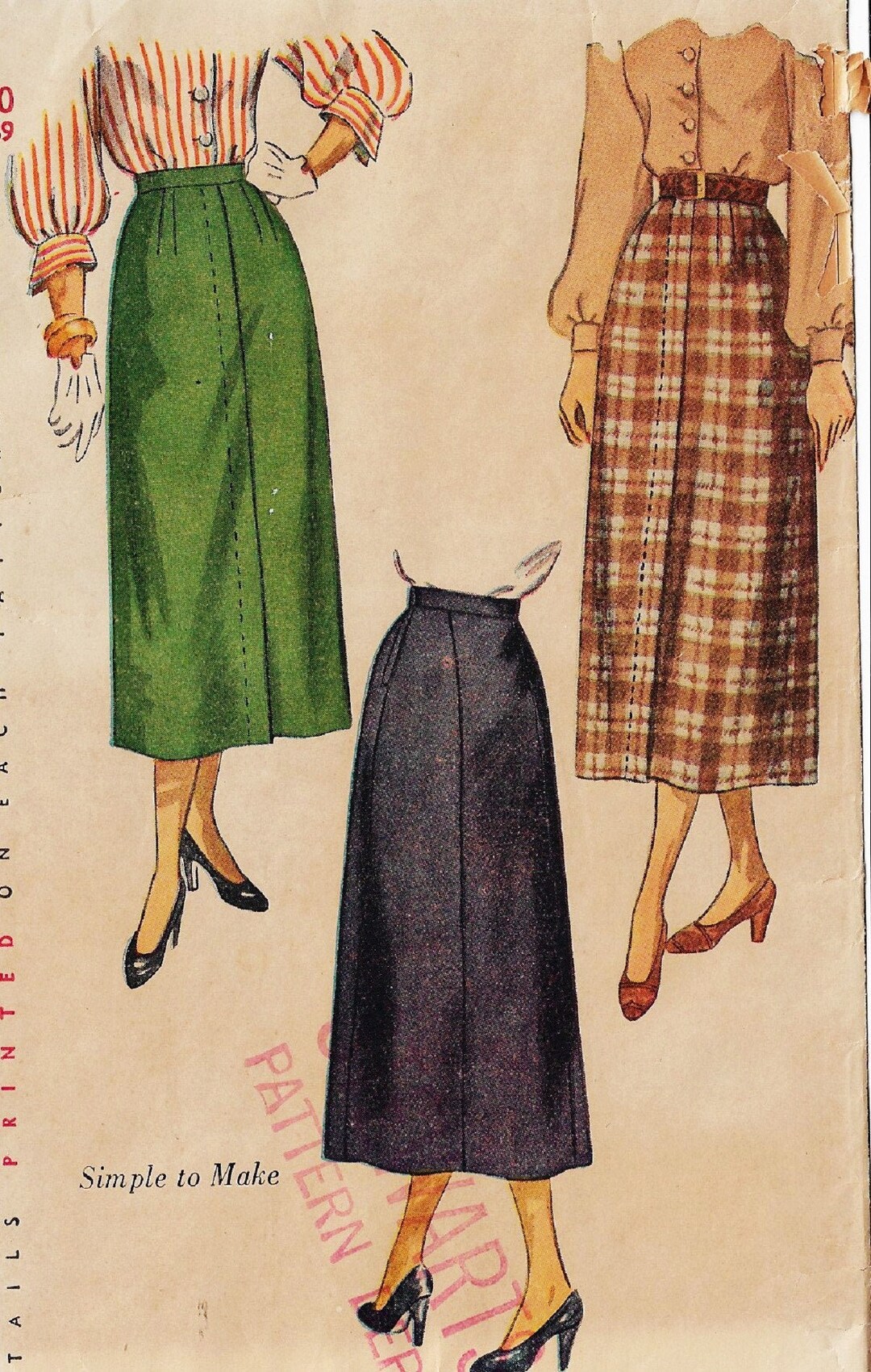【THE MOZZ】Bri Dart Skirt 1940s Womens Skirts With Dart Fitting Simulated Fly Opening