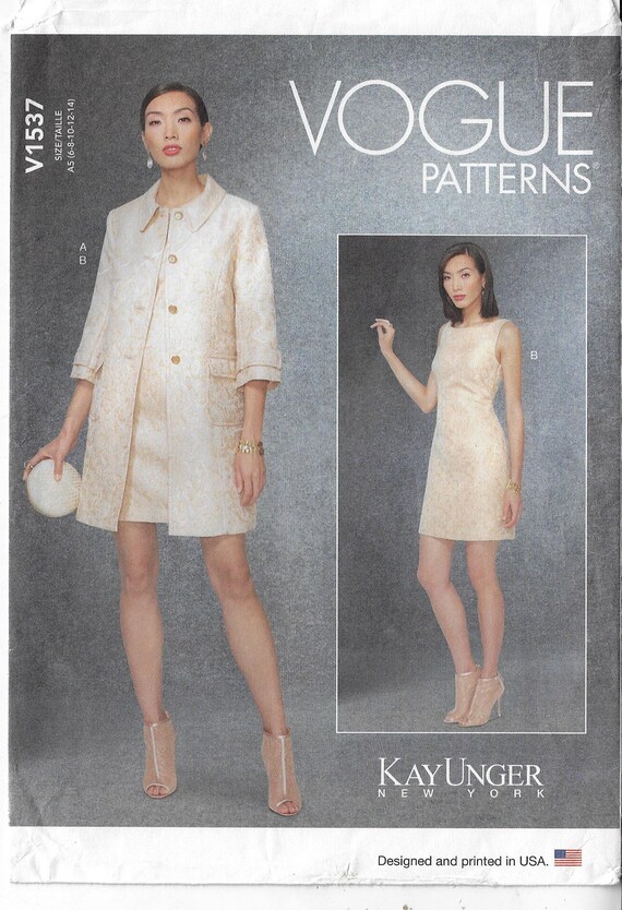 Kay Unger Princess Seam Jacket & Dress Vogue Sewing Pattern V1537 Kay Unger Princess Seam Jacket & Dress Vogue Sewing Pattern V1537