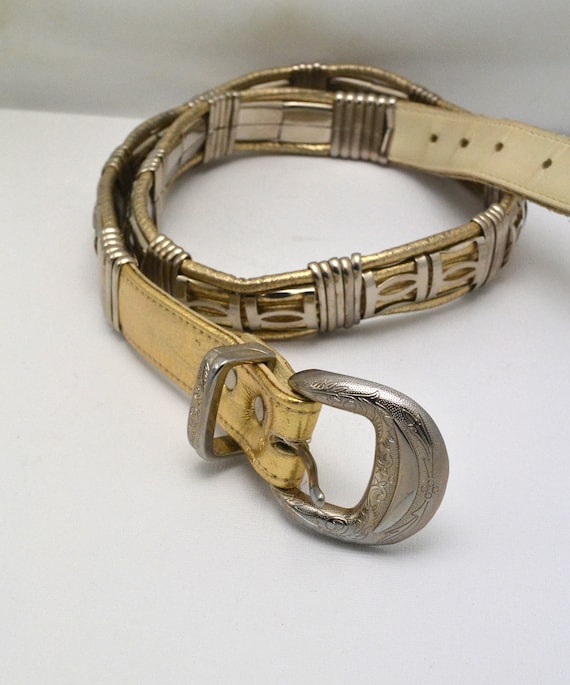 Vintage Gold and Silver Tone Belt ROC Size M/L - Etsy display picture 2