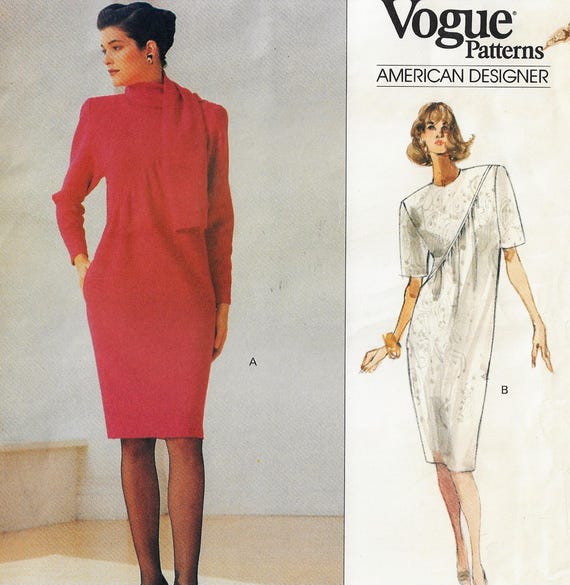 1980s Oscar de la Renta Womens Dress Vogue Sewing Pattern 2336 Size 8 10 12 FF