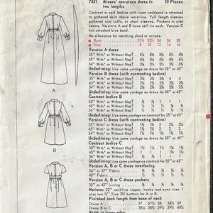 1960er Jahre Empire Taille Baby Doll Kleid 2 Längen Vogue Schnittmuster 7421 Gr.8 Bild 3
