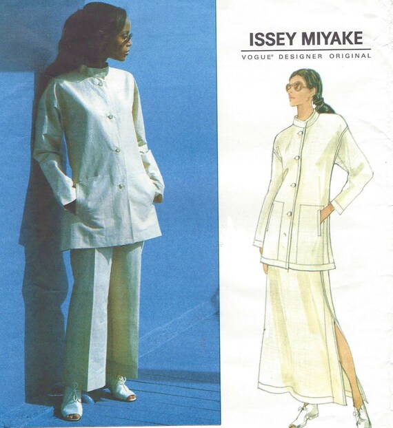 90s Issey Miyake Womens Mandarin Collar Jacket Skirt & Pants | Etsy