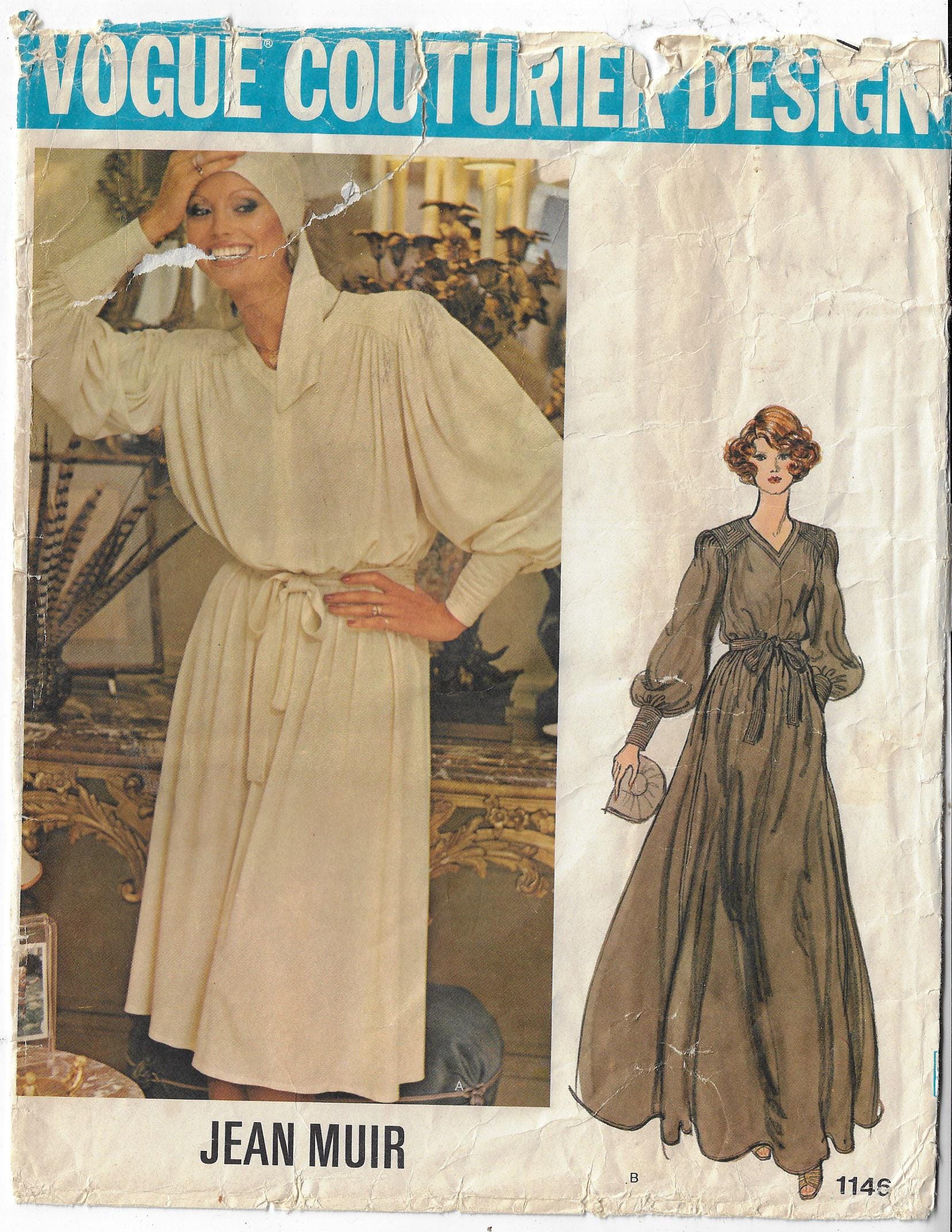 1970s Jean Muir Boho Blouson Dress 2 Lengths Vogue Sewing Pattern 1146 ...