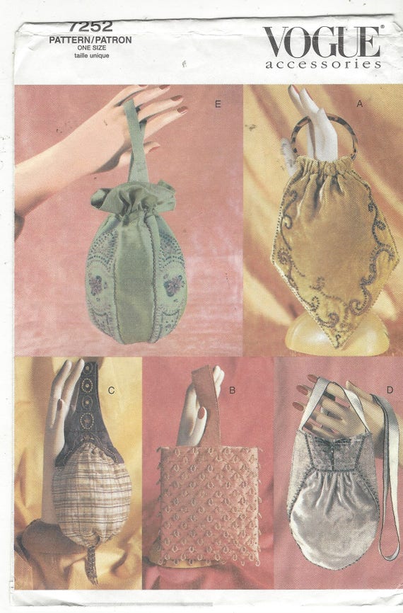 UNCUT Beaded Bags PATTERN Vogue Accessories 7252 CRAFTS Historical Vintage Purse