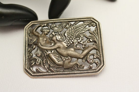 Antique 925 Silver Art Nouveau Brooch Jacob Wrest… - image 1