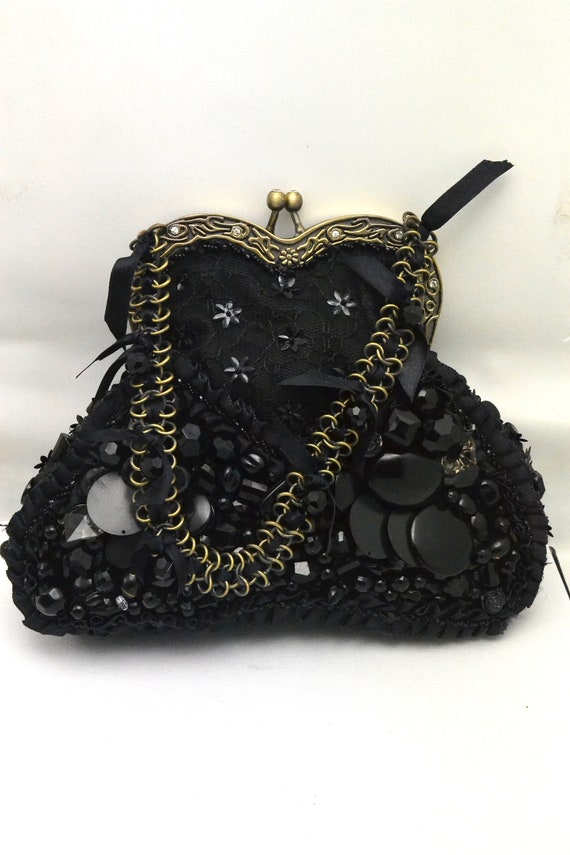 Mary Frances Lolita Purse Black with Sequins, Lac… - image 3