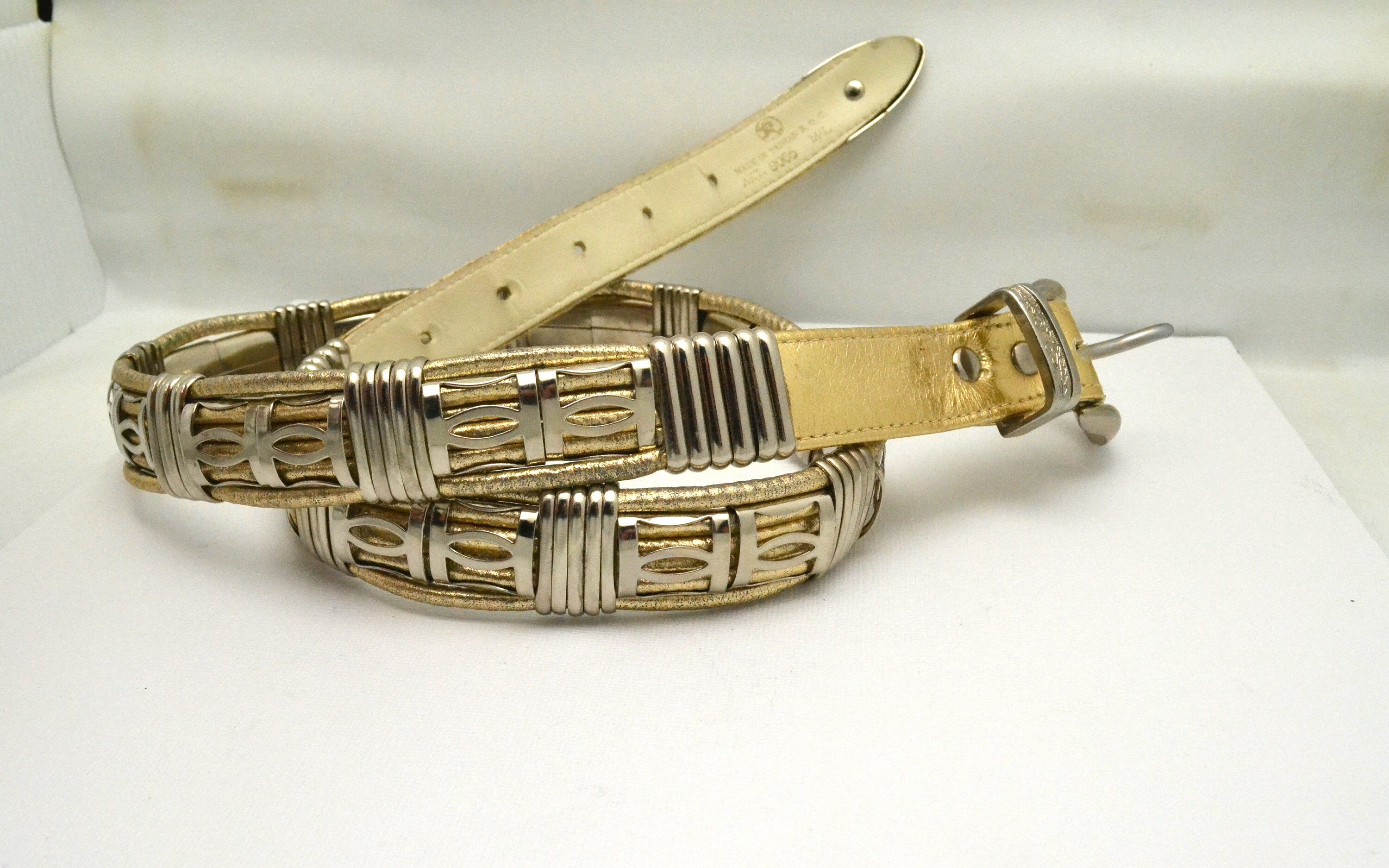 VINTAGE Rustic Patina Gold Tone Belt If you main image 3