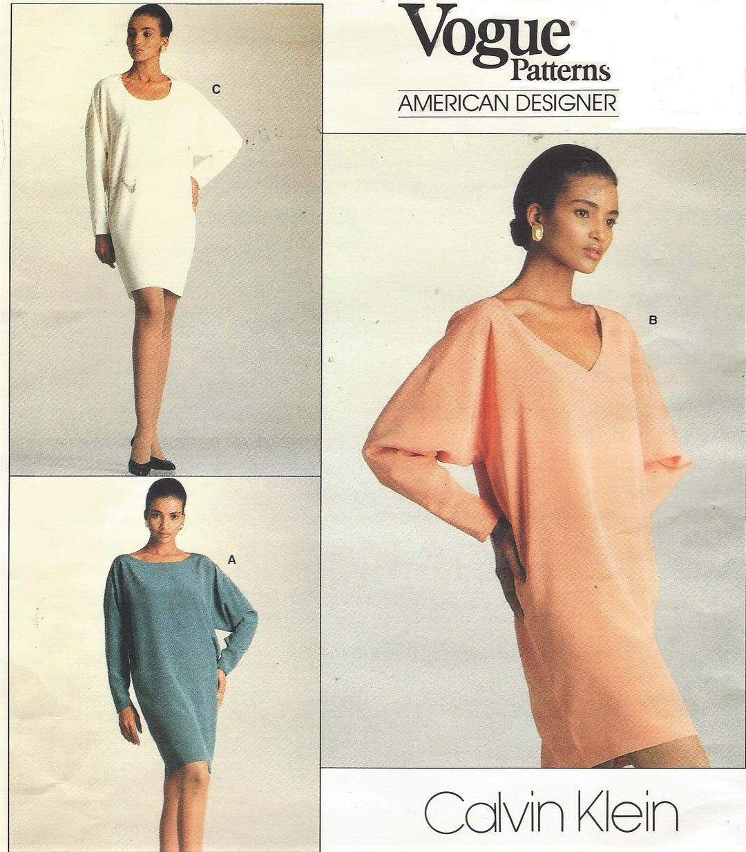 80s Calvin Klein Womens Pullover Shift Dress Neckline Variations