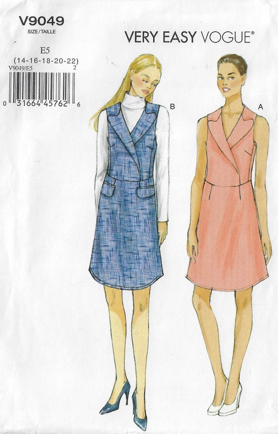 Womens Lined Jumper or Sleeveless Dress Plus Size Vogue Sewing