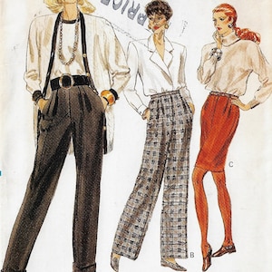 80s Womens Front Pleat Pants & Skirt Plus Size Vogue Sewing Pattern 7334 Size 18 20 22 Hip 42 44 46 FF