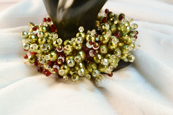 1960s Vintage Gold & Red Beaded Cha Cha Expansion… - image 3