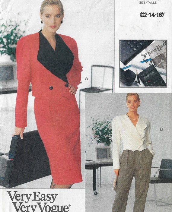 80s Double Breasted Jacket, Skirt & Pants Vogue Sewing