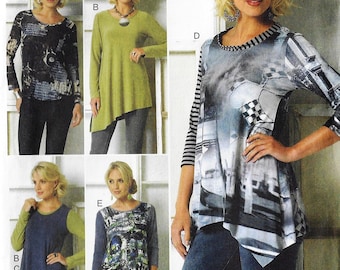 Marcy Tilton gebreide tops met variaties Vogue naaipatroon V9057 maat 4 6 8 10 12 14 FF