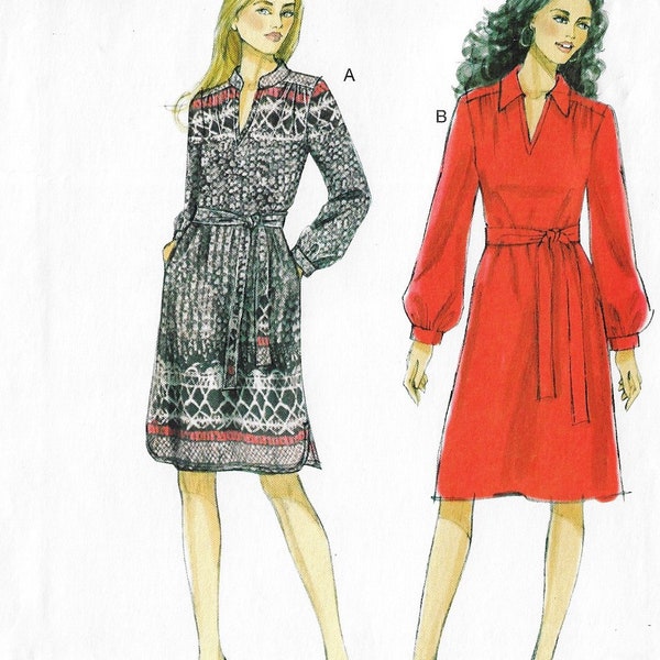 Womens Pullover Dress & Belt Perfect for Border Fabric Vogue Sewing Pattern V8847 Size 8 10 12 14 16 Bust 31 1/2 to 38 FF