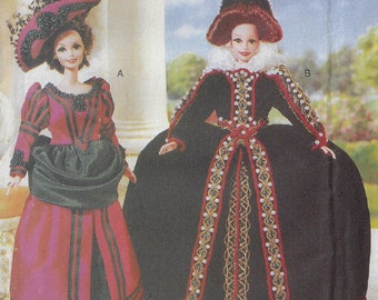 90s Linda Carr Elizabethan and Victorian Fashion Doll Clothes Dresses, Hats for 11 1/2 Inch Dolls Vogue Sewing Pattern 9917 652 FF