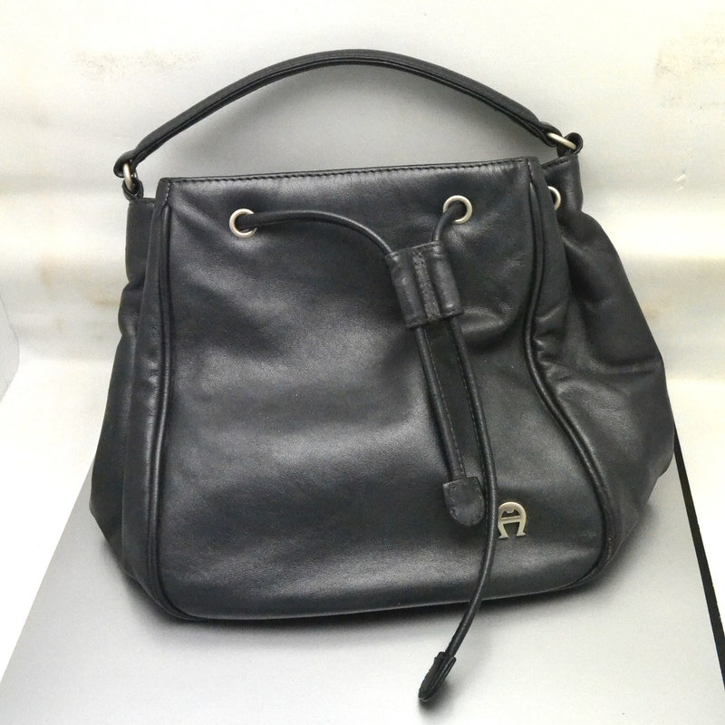 Vintage Black Leather Bag by Etienne Aigner main image 1