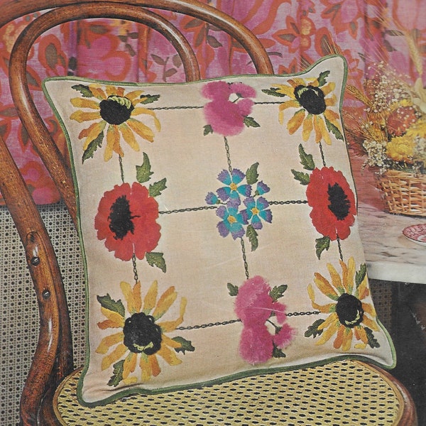 Vintage Floral Trellis Bucilla Crewel Embroidery Pillow Kit 8361 Decorator Pillow 16" Knife Edge New in Package Great Gift for Stitchers