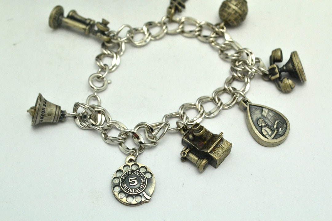 Charm Bracelet Pantoufles En Argent Sterling Vintage - 5,3 G, 1,8 Cm - Occasion