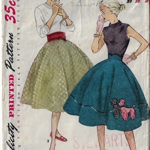 1950s Teen Age Circle Skirt with Poodle Applique or Quilted & Cummerbund Simplicity Sewing Pattern 3953 Waist 25 Hip 33 image 2