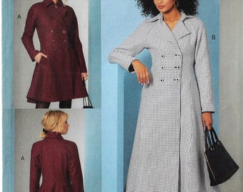 Vogue Sewing Pattern for Womens Jacket, Lined Coat Pattern, Long