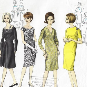 1960s Womens Basic Shift Dress with Variations Vogue Sewing Pattern 1357 Size 16 Bust 36 FF