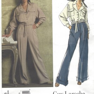 Vogue Sewing Pattern V2955 Guy Laroche Womens Loose-fitting Jacket & Pants 2 Piece Faux Jumpsuit Size 6 8 10 12 Bust 30 1/2 to 34 image 2