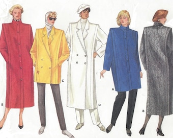 80s Womens Lined Coat in 3 Lengths & Variations Butterick Sewing Pattern 4044 Size 14 16 18 Bust 36 38 40 FF