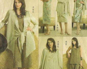 Womens Draped Front Jacket, Top or Dress, Skirt & Pants Vogue Sewing Pattern V8270 Size 12 14 16 Bust 34 36 38 FF