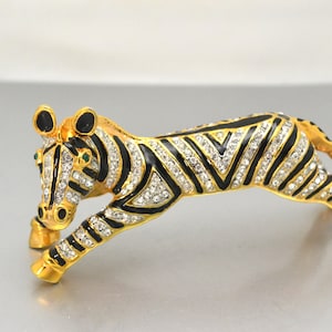 Huge Joanna Buchanan Zebra Shoulder Brooch 3-D Pin Will Stand Alone
