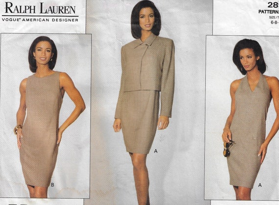 90s Ralph Lauren Jacket & Halter Dress Vogue Sewing Pattern 2893 Size 6 8 10 FF