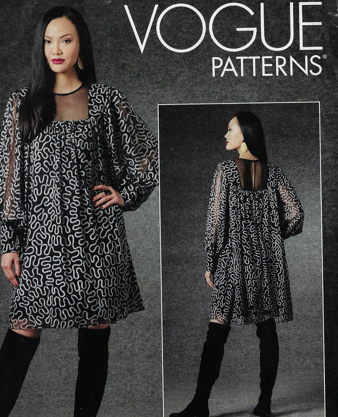 Zandra Rhodes Patterns Zandra Rhodes Baby Doll Dress Vogue Sewing Pattern V1763 Size 16 18 20 ...