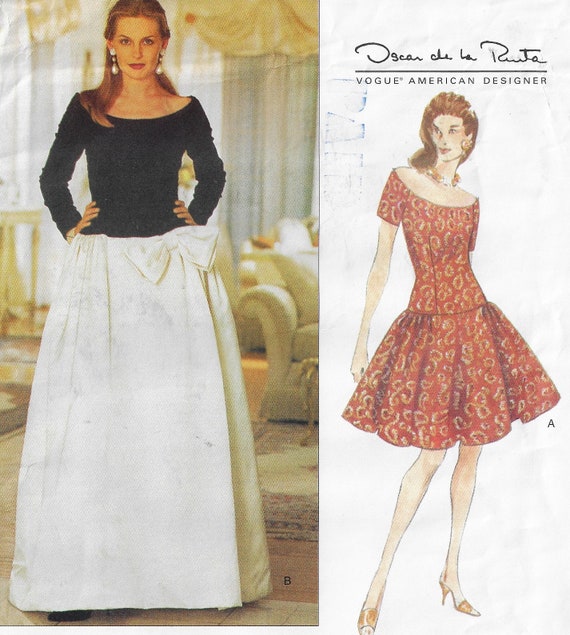 90s Oscar De La Renta Ball Gown 2 Lengths Vogue Sewing Pattern 1504 Size 8  10 12 FF - Etsy