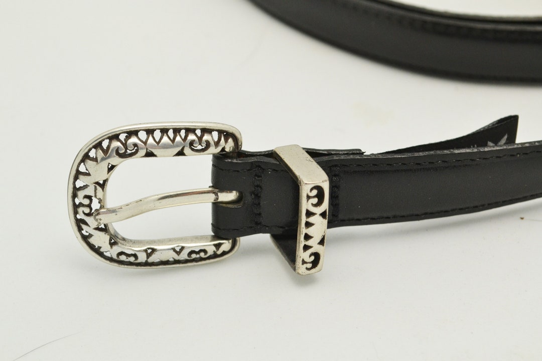 Vintage 1995 Black and Silver Brighton Belt With Heart Motif Size L up ...