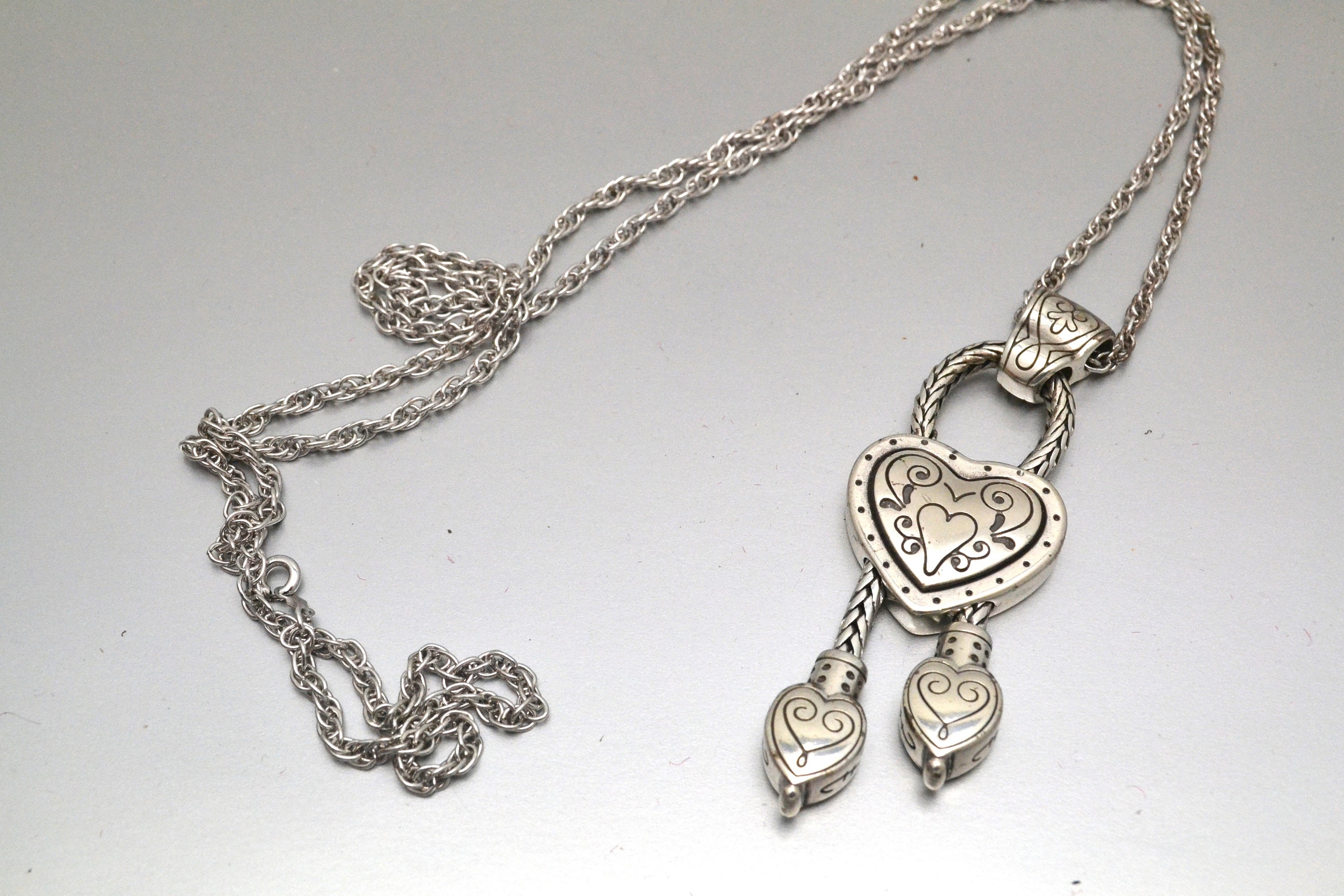 Large Brighton Triple Heart Pendant Silver Plated Jewelry Etsy UK