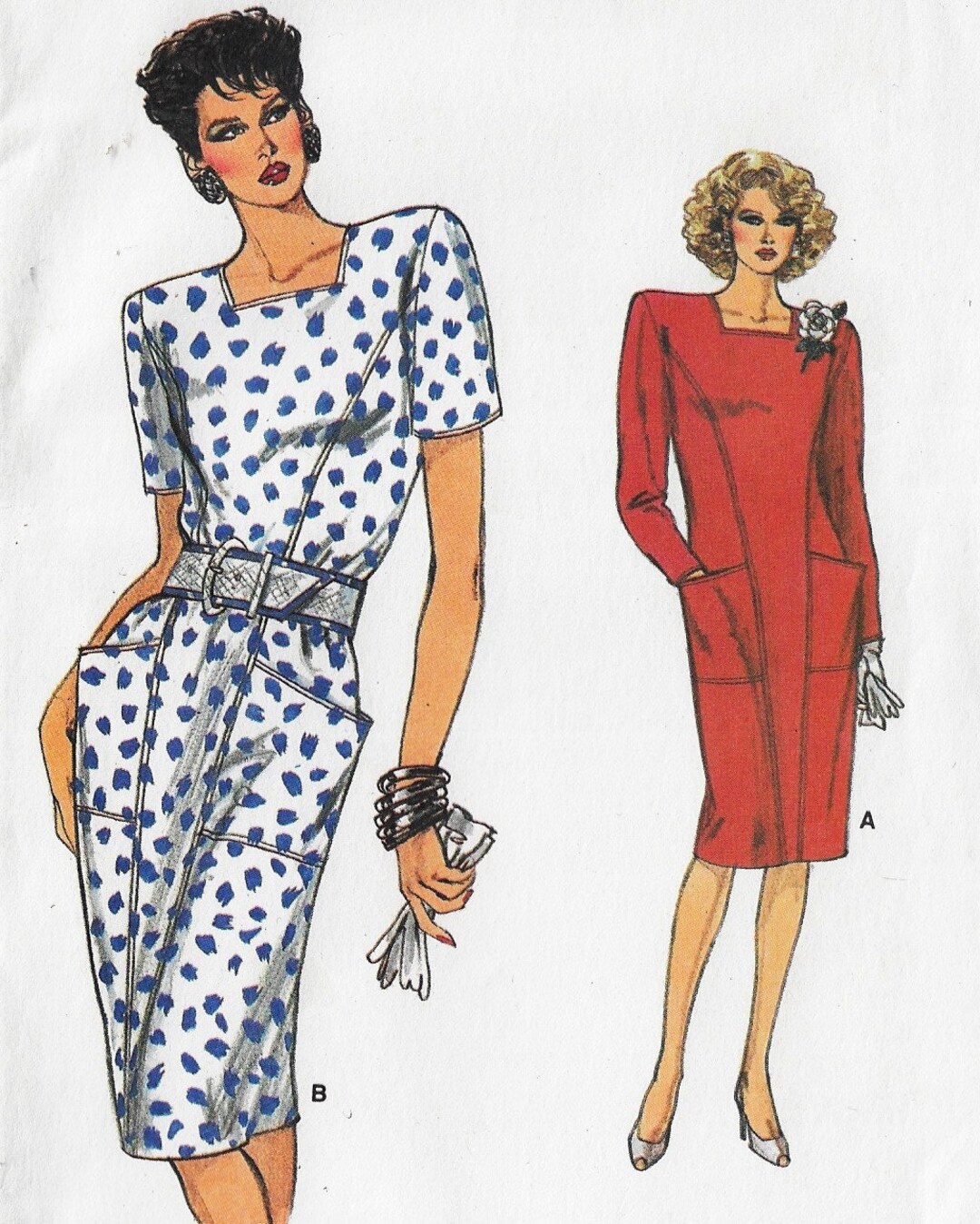 洋書 Women's Dress Patterns 1 80s Womens Dropped Waist Dress With Variations Vogue Sewing