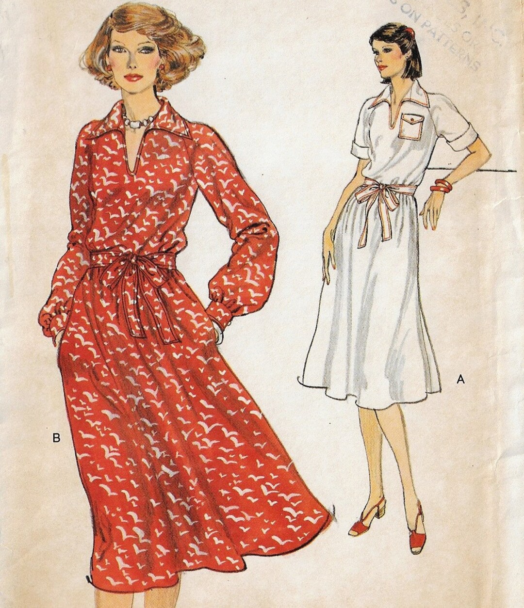 ★専用★ Swedish vintage cloth・* 70s Womens Raglan Sleeve Dress With Variations Vogue Sewing