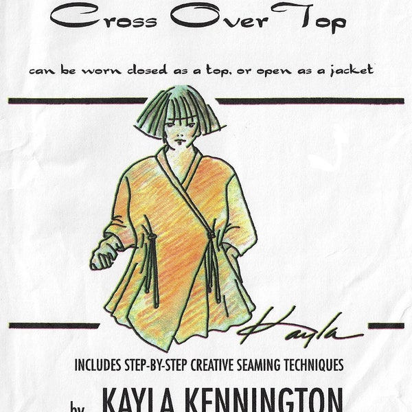 Cross Over Top by Kayla Kennington Asymmetrical Top or Jacket Seams & Shapes Sewing Pattern 425 Size XS S M L XL XXL Bust 30 to 45