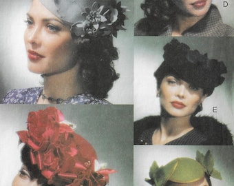 Womens Vintage Hats Fascinators, Evening Hats Vogue Sewing Pattern 7325 FF