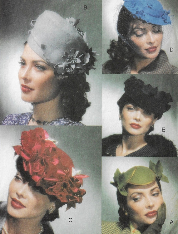 Womens Vintage Hats Fascinators, Evening Hats Vogue Sewing Pattern 7325 FF