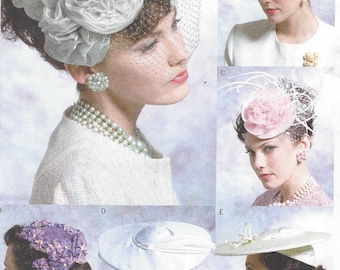 1950s Style Womens Hats in 5 Styles Vogue Sewing Pattern