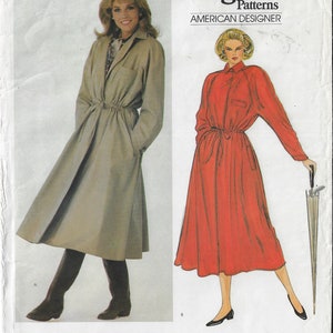 80s Anne Klein Trench Coat or Raincoat Vogue Sewing Pattern 2906 Size ...