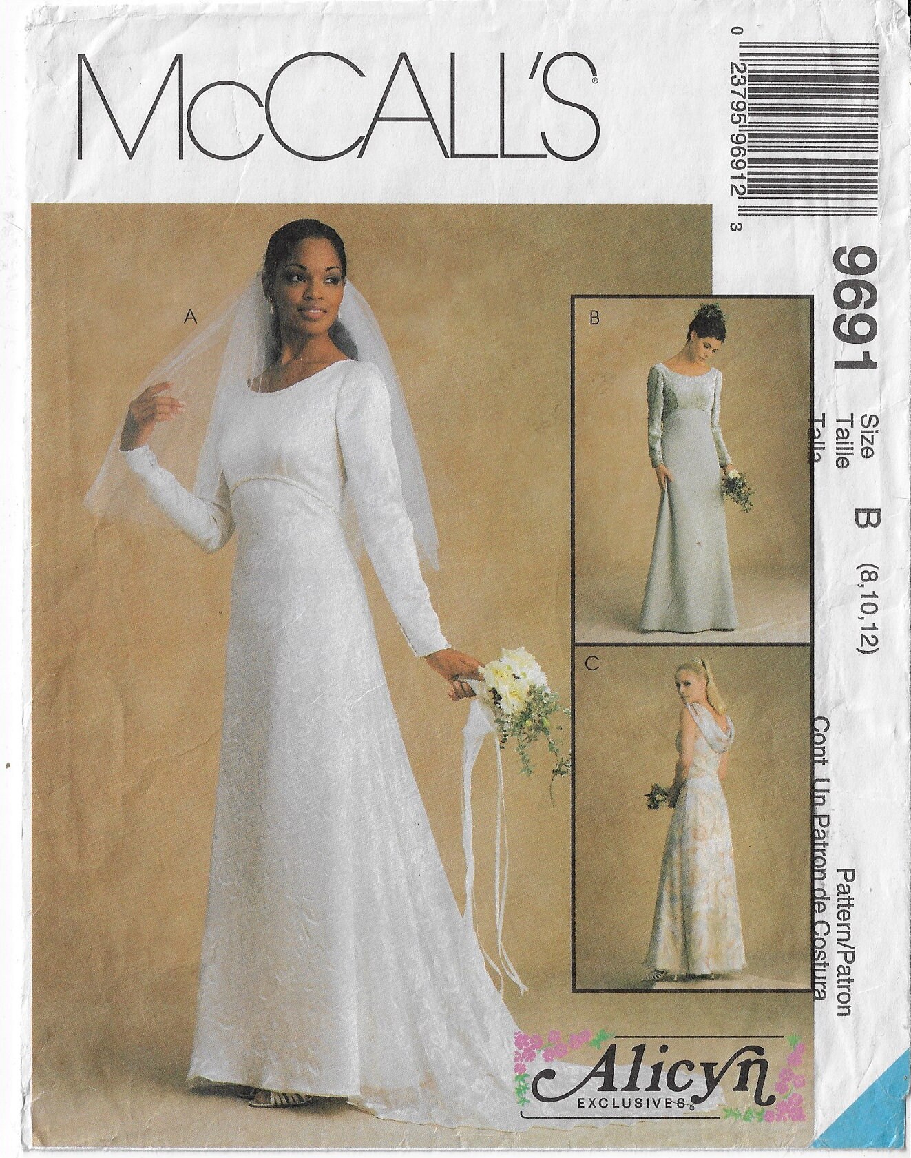 90s Alicyn Exclusives Womens Empire Waist Wedding Gown A