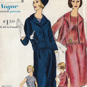 Patrón de costura Vogue 4177 para chaqueta, falda y blusa de corte fácil para mujer, años 60, talla 12, busto 32 FF