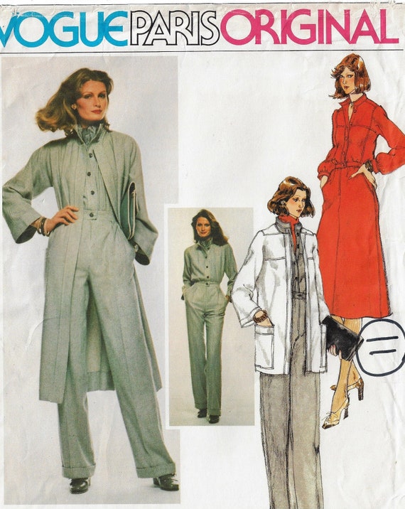 70s Vogue Sewing Pattern 1419 Emanuel Ungaro Womens Coat in 2 | Etsy