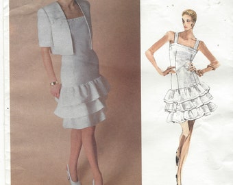 80s Givenchy Womens Bolero and Dropped Waist Flounced Dress