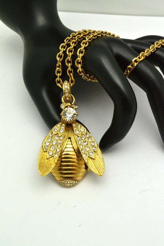 Ann Taylor Bug Bee or Fly Necklace Gold Tone Metal With Rhinestone Accents Unique Gift for Her Etsy
